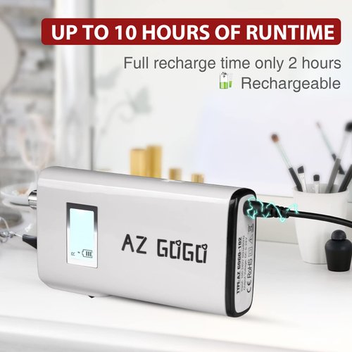 AZ GOGO Nail Drill Machine, 30000RPM Rechargeable Professional Portable Nail Drills for Acrylic Gel Nails - Salon Home Use (White)