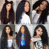 BASEMMAHER 28 Inch Long Curly Deep Wave Lace Front Wigs Synthetic Artificial Human Hair Pre Plucked for Black Women Lace Front Wigs Natural Hairline Human Hair Water Wave Wigs Heat Resistant Wigs