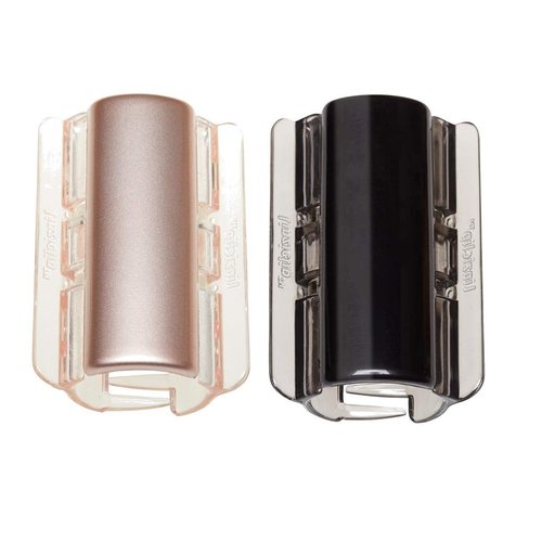 Linziclip Maxi Hair Jaw Clip, Rose Gold and Black, 2-Pack