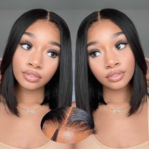 Karlami Wear and Go Glueless Bob Wig Human Hair Pre Plucked Pre Cut Straight 5X5 HD Lace Closure Bob Wigs Human Hair For Black Women Glueless Wigs Human Hair Short Bob Wig 180% Density 12 inch