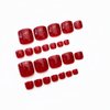 24Pcs Press On Toe Nails Short False Toe Nails Solid Color Square False Feet Nail Art Tips Glue On Fake Toenails for Women and Girls (Wine Red)