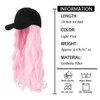 AynnQueen Baseball Cap with Hair Extensions for Women Adjustable Hat with Synthetic Wig Attached 24inch Long Wavy Hair Black Baseball Cap (Light Pink)