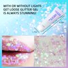 DAGEDA Body Glitter Gel, Face Glitter Body Gel Sequins Shimmer Liquid Eyeshadow, Chunky Glitter for Face Hair Nails, Holographic Cosmetic Laser Powder Festival Glitter Makeup 50ml(White)