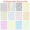 12 Sheets Halloween Nail Art Stickers Bloody Nail Decals 3D Self-Adhesive Nail Art Supplies Gold Water Drop Fluorescence Nail Stickers Halloween Nail Designs for Halloween Party Decoration