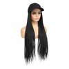 Yunkang Braided Baseball Cap Wig Box Braid Hair Extensions with Hat Ombre Color Synthetic Hair Cap Wig with 24inch Long Braiding Hair for Women (B-Black)