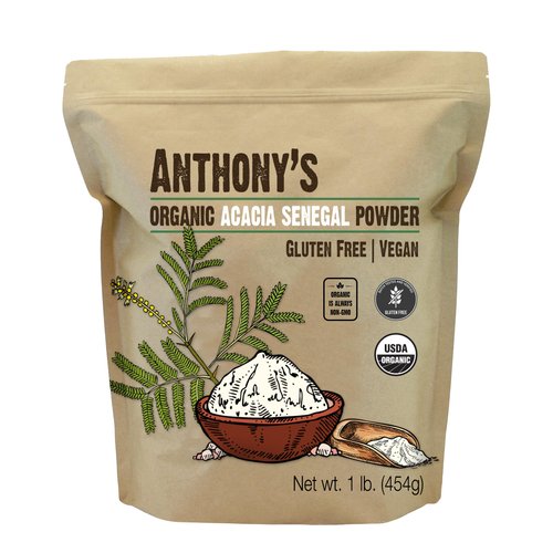 Anthony's Organic Acacia Senegal Powder, 1 lb, Batch Tested Gluten Free, Non GMO, Soluble Fiber, Prebiotic
