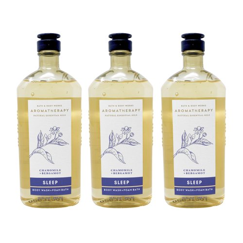 Bath & Body Works Aromatherapy Body Wash & Foam Bath, Gift Sets 10 fl oz per Bottle (3 Pack) (Chamomile + Bergamot)