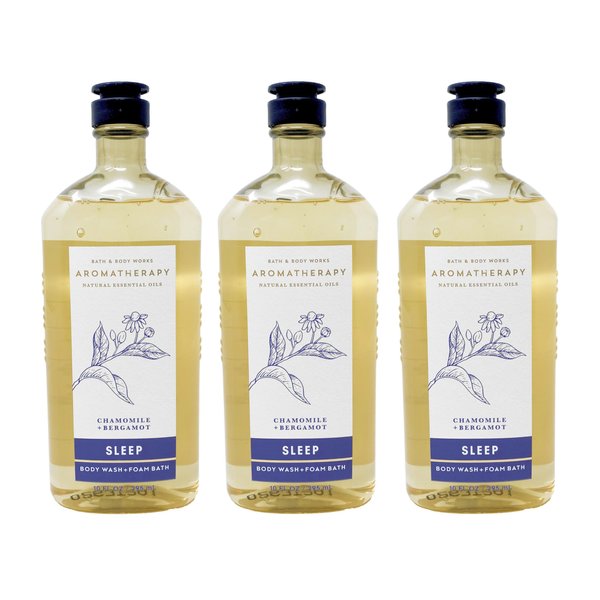 Bath & Body Works Aromatherapy Body Wash & Foam Bath, Gift Sets 10 fl oz per Bottle (3 Pack) (Chamomile + Bergamot)