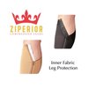 Ziperior Thigh High 20-30 mmHg Compression Wide Calf Inside Leg Zipper Open Toe (Black, 2X-Large)
