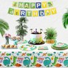 123 Pack Dinosaur Party Supplies Dino Birthday Party Decorations Set Dinosaur Themed Happy Birthday Supplies Include Plates, Napkins, Birthday Banner, Party Tablecloth for 40 Guests