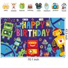Robot Birthday Party Backdrop Happy Birthday Photography Backdrop 5.9x3.6ft Robot Photography Background for Gear Robot Birthday Party Decoration Gear Up Robot Party Supplies