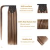 SEGO Ponytail Extension Human Hair 100% Real Human Hair Clip In Wrap Around Long Straight Ponytail With Magic Paste Pony Hairpieces for Women -20 Inch 95g 4P27 Medium Brown&Dark Blonde