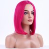 BERON Hot Pink Short Wigs Straight Bob Hair Wigs for Women Middle Part Synthetic Cosplay Wigs Daily Party Use