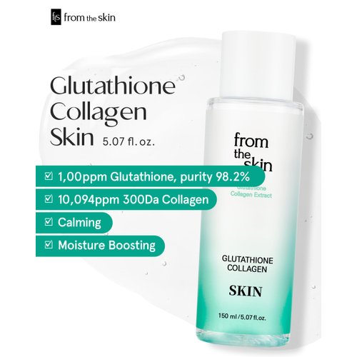 FROM THE SKIN Glutathione Collagen Skin - Face Water Essence Toner, Evens Skin Tone, Refreshing, Nourishing, Fast-Absorbing for Smooth, Hydrated Sensitive Skin, 5.3 fl.oz.