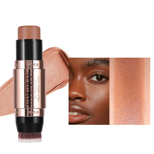 DLZZRS 8 Colors Cream Contour Sticks Makeup Kit, Dual-Ended Concealer Stick With Soft Brush, Non-Greasy Long-Wear Face Primer Multi-Use Contouring Pen, Full Coverage Shades Corrector Concealer (08#)