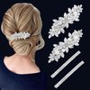 4pcs Rhinestone Hair Barrettes for Women,Metal Spring Clip with Pearl Rhinestones,Bridal Bridesmaids Wedding Rhinestone Hair Pins Hair Accessories