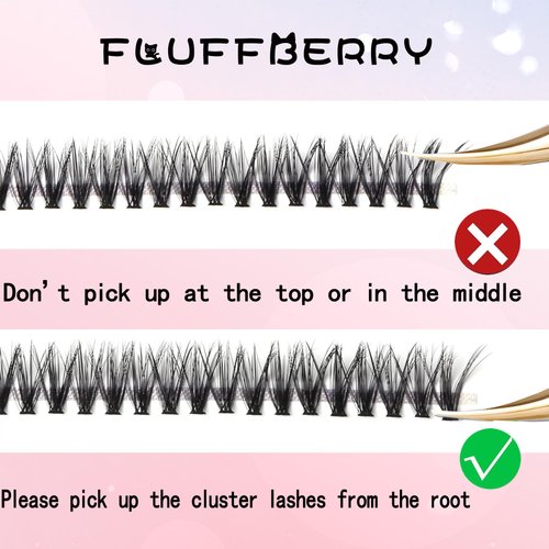 FLUFFBERRY Eyelash Clusters Individual Lashes Extension 36 PCS C Curl 30D 16MM Volume Mink Under DIY at Home