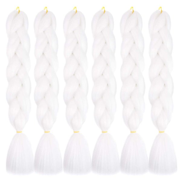 SHUOHAN 6 Packs Ombre Jumbo Braiding Hair Extensions 24 Inch High Temperature Synthetic Fiber Hair Extensions for Box Braids Braiding Hair (White(60#))