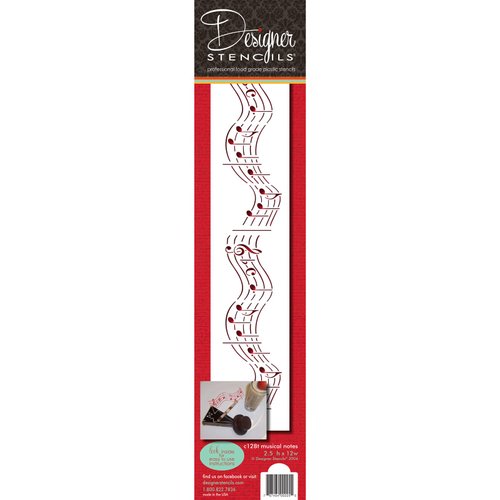 Designer Stencils C128T Musical Notes Cake Stencil, Beige/Semi-Transparent, 12"