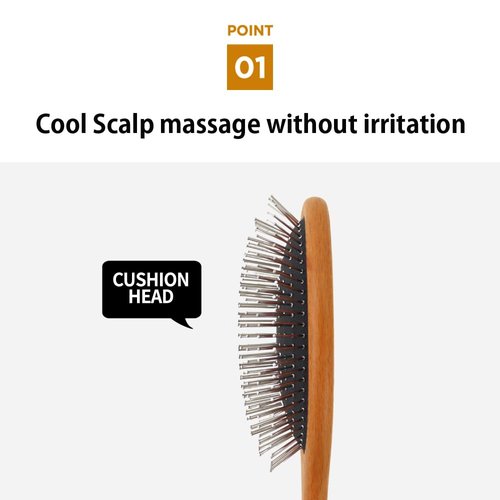 Wet Brush with Classic Wooden Handle. Detangler Hair Brush with Soft Metal Bristles & Soft Cushion Pad - Scalp Massaging Comb for Tangled and Wet Hair