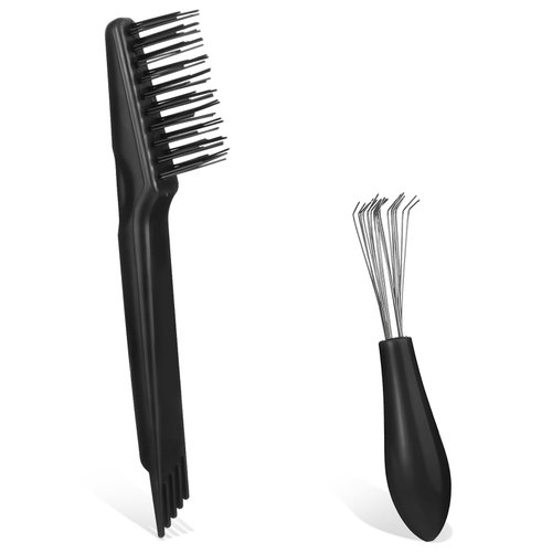 Giantree 2 Pcs Hair Brush Cleaning Tool, Comb Cleaning Brush Comb Cleaner Brush Mini Hair Cleaning Brush Hair Brush Cleaner Tool for Removing Hair Dust Home Salon Use (Black)