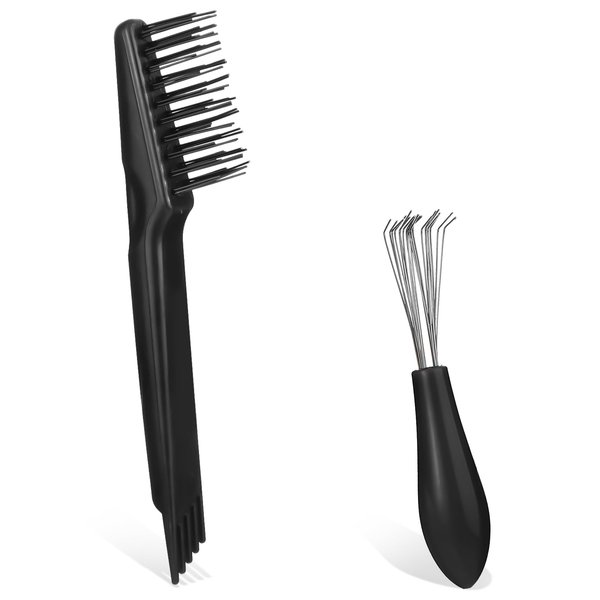 Giantree 2 Pcs Hair Brush Cleaning Tool, Comb Cleaning Brush Comb Cleaner Brush Mini Hair Cleaning Brush Hair Brush Cleaner Tool for Removing Hair Dust Home Salon Use (Black)