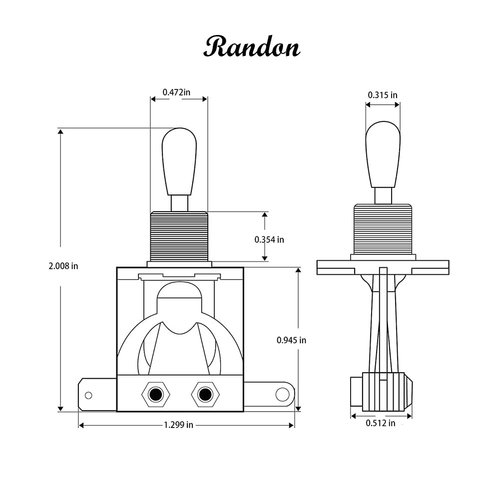 Randon 3 Way Short Straight Guitar Toggle Switch Pickup Selector with Tip Knob Caps Compatible with Gibson Toggle Les Paul Electric Guitars