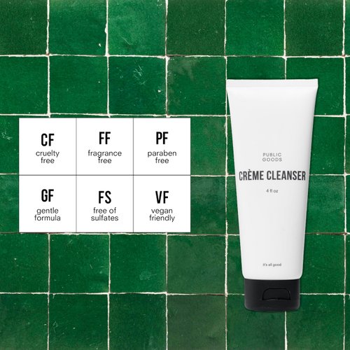 Public Goods Crème Cleanser | Natural Face Wash for Women & Men | Gentle on Sensitive Skin | Daily Hydrating Milk Cleanser | Organic Coconut Oil | Vegan | Makeup Remover | Made in USA | 4 Fl Oz