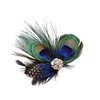 Women Bohemian Peacock Feather Hair Clip Hair Pin Elegant Fascinator Wedding Dance Party Headdress Headwear Hair Accessory Sequined Showgirl Headpiece (Style 3)