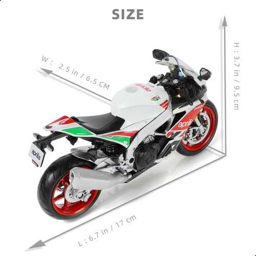 Risopen Compatible for Aprilia RSVA RR1000 1:12 Motorcycle Model Toy Mini Alloy Metal Diecast Motorcycle Model White Motorcycle Model Toy Sport Motorcycle Racing Model Collection Gift for Men Kid Boy