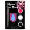 Halloween Makeup Kit with Tri-Color Face Paint, Pink Hair Chalk & Brush, Black White Neon Pink Body Painting Cream for Special Effects Theater SFX Costume Cosplay Skeleton Skull Character Makeup
