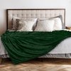 PAVILIA Emerald Green Throw Blanket Pom Pom Couch, Twin Size, Soft Fleece Cozy Pompom Fringe Sofa Blanket, Decorative Home Gift Flannel Velvet Bed Throw, Dark Green, 60x80