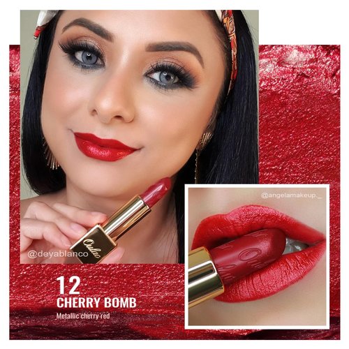 Oulac Red Lipstick for Women with Metallic 3D Shine Lightweight Hydrating Formula, High Impact Lip Color, Full Coverage Lip Makeup, Cherry Bomb(12)