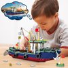 Vziimo Fishing Boat Building Blocks Sets, City Marine Theme Model Kit for Ocean Exploration and Sea Fishing Lovers, Fishing Ship Toys for Kids Boys Girls (582 PCS)