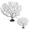 Piutouyar 2Pcs Sea Fan Coral Decorations, Black Simulation Sea Coral Branch for Aquarium Ornament Fish Tank Landscape (11.8inch+6.7inch)