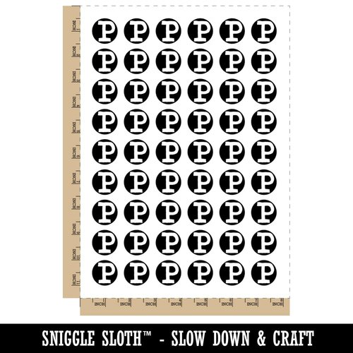 Letter P Uppercase Cute Typewriter Font Temporary Tattoo Water Resistant Fake Body Art Set Collection - 54 1" Tattoos (1 Sheet)