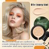 Mushroom Head Air Cushion CC Cream Foundation Makeup,Moisturizing BB Cream Face Makeup Liquid Foundation,Long Lasting Full Coverage Concealer Cushion Foundation for All Skin Types（Ivory）