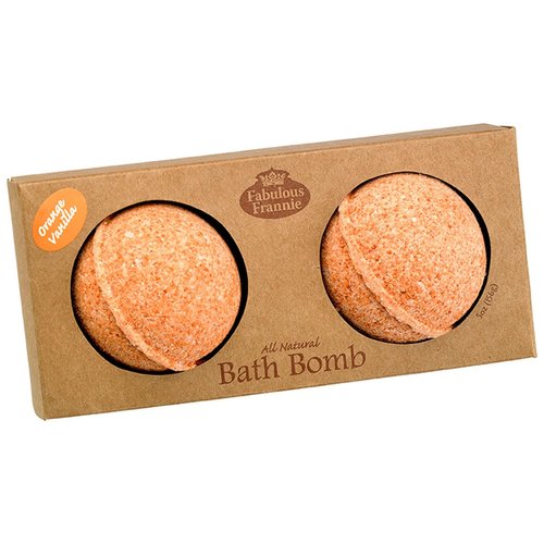 Fabulous Frannie Orange Vanilla Natural, Handmade Bath Bomb Set, Rich in Essential Oil, Salt, Coconut Oil, Witch Hazel, Ultra Plush Spa Fizzies to Moisturize Skin, 2.5oz (Pack of 2)