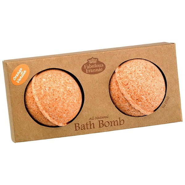 Fabulous Frannie Orange Vanilla Natural, Handmade Bath Bomb Set, Rich in Essential Oil, Salt, Coconut Oil, Witch Hazel, Ultra Plush Spa Fizzies to Moisturize Skin, 2.5oz (Pack of 2)