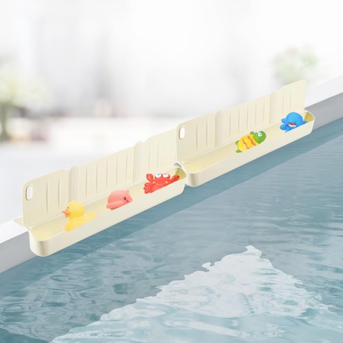 Bathtub Splash Guard for Tub Kids, Splash Guard for Bathtub Kids, Splash Guard for Kids Bathtub, Bathtub Splash Guard Play Shelf Area for Kids with Suction Cups - White