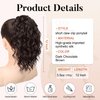 Flufymooz Ponytail Extension, 12" Short Claw Ponytail Extension Wavy Curly Jaw Clip in Pony tails Hair Extension Natural Synthetic Hairpiece for Women (Dark Chocolate Brown)