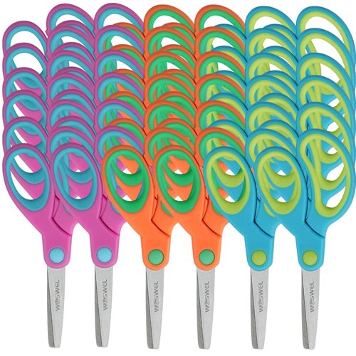 Kids Scissors Bulk, Woswel 36 Pack Safety Blunt Tip Student Scissors, 5 “ Student Scissors with Comfort Grip, Assorted Colors Children Craft Scissors for Cutting Paper Craft Art Supplies