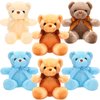 Aoriher 6 Pieces Bear Bulk Stuffed Animal Baby Shower Bear Plush Toys Soft Cute Bear Easter Graduation Gifts Sleeping and Playing Decorations(Beige, Brown, Blue, Short Plush)