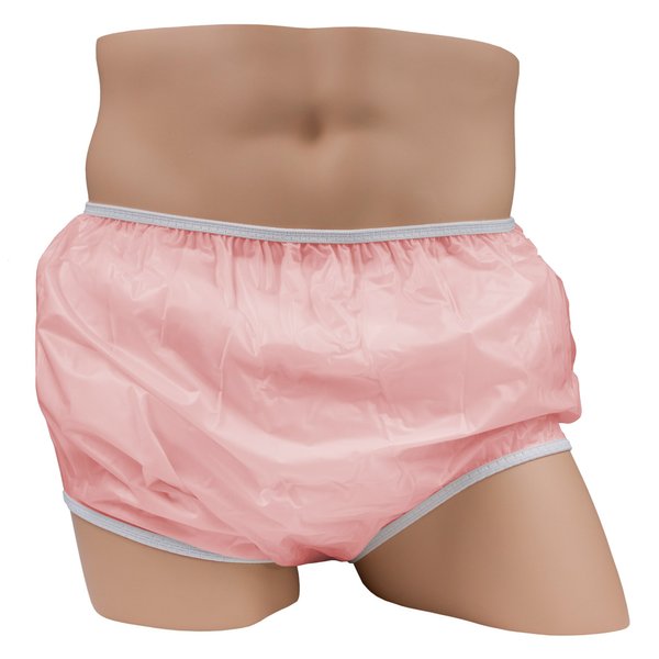 LeakMaster Adult Pull-On Vinyl Plastic Pants - Soft, Quiet and Form Fitting Incontinence Waterproof Diaper Covers for Adults - Pink, X-Small Fits 26-30 Inch Waist