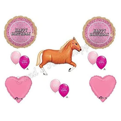 PINK BANDANA TAN HORSE HAPPY Birthday Party Balloons Decoration Supplies Cowgirl