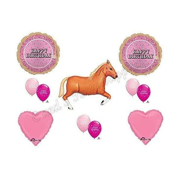 PINK BANDANA TAN HORSE HAPPY Birthday Party Balloons Decoration Supplies Cowgirl