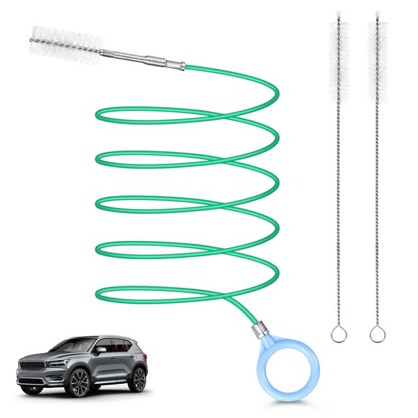 Auto Sunroof Drain Cleaning Tool,118Inch Long Pipe Cleaner for Car,Flexible Tube Cleaning Brush with 2Pcs 7.9inch Cleaning Brush Skinny Pipe Drain Dredge Cleaning Tool for Car Sunroof Wiper Drain Hole