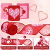 AnyDesign 3 Roll Valentine's Day Wired Edge Ribbon Love Heart Wired Ribbon Red Pink Fabric Craft Ribbon for Gift Wrapping Floral Arrangement Wreath Bow DIY Crafts Decor, 18 Yards, 2.5 Inch