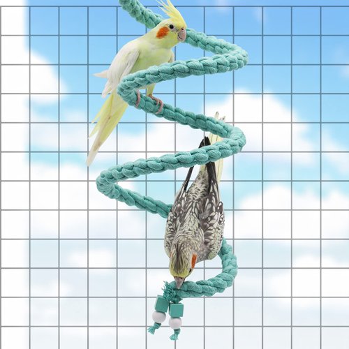 78.7 Inches Bird Spiral Rope Perch, Bird Rope Swing Perch, Bird Cage Stand Pole Accessories, Bird Standing Climbing Toy for Parrot Parakeet Budgies Lovebirds Cockatiels (78.7"/2 M)