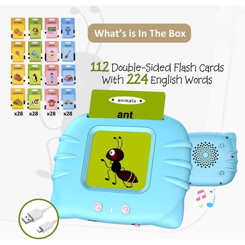 Talking Flash Cards for Toddler 1 2 3 4 Year Olds, Language Learning Toys, Pocket Speech Therapy Toys, Autism Toys, Montessori Toys with 224 Words, Children's Sensory Learning Educational Toys